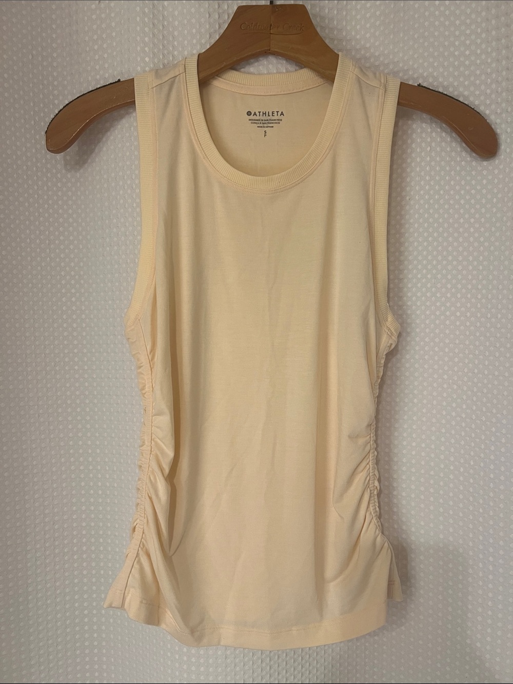 Athleta Sleeveless Ruched Tank in Soft Buttercream